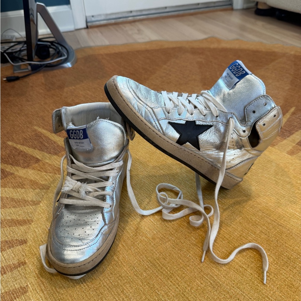 Golden Goose Silver High-Tops Sz 38